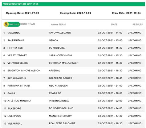 sportstake 13 fixture.